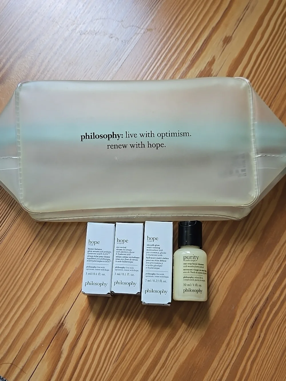 Philosophy Mini Skincare Set With0 Clear Makeup Bag
